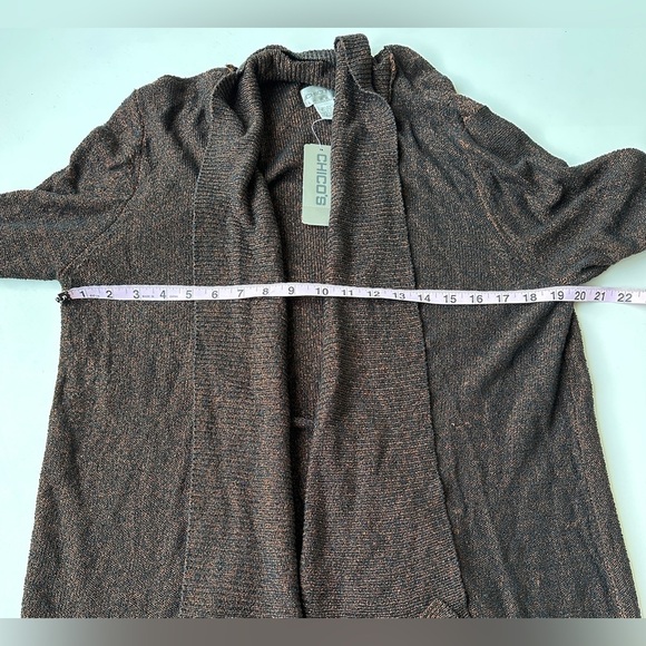 NWT Chico’s Black Orange Open Front Silk Blend Maddy Cardigan Size 3 (US XL) - Picture 6 of 8